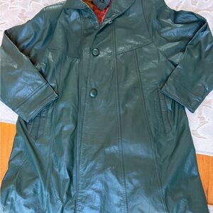 Vintage Men's Leather Forest Green Coat